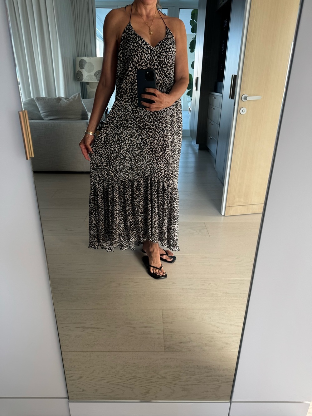 Black and White Halter Maxi Dress